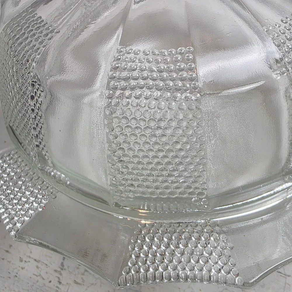Vintage Jeannette 'Dewdrop' Clear Pressed Glass Butter Dish & Lid Art Deco Style